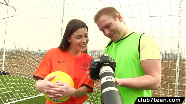 Teen female footballer fucks photographer