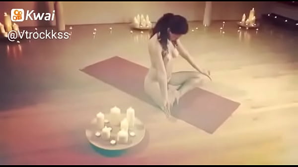 Nude girl doing sexy yoga  