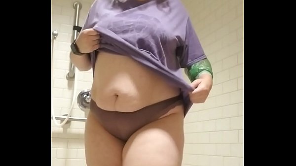 Public redhead shower  