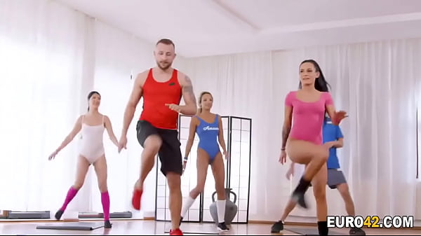 Finally my trainer fucked us hard in a 3some