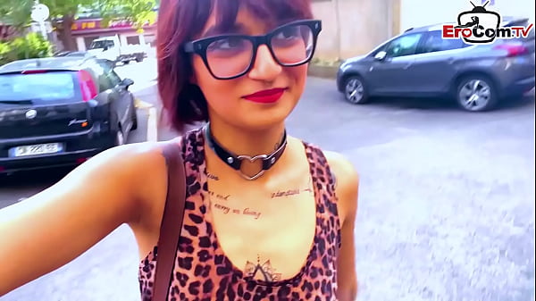 Student teen with glasses make porn casting with small tits and swallow the cum from big cock that give happyness  