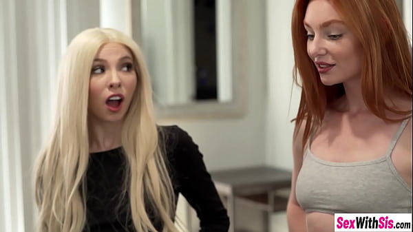 Petite babes Kenzie Reeves and Lacy Lennon swallowed big hard penis