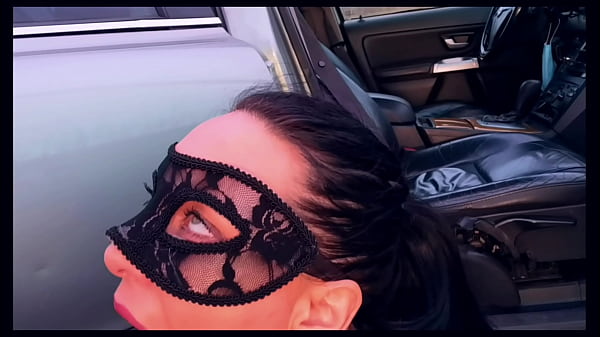Mouth Full of semen outside the car  