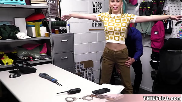 Angelic looking shoplifter gets her pussy punished