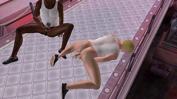 Some sexy 3D interracial mutual masturbation in a strip club