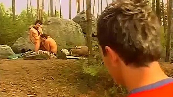 Hot guys in the woods having threesome of flip fucking