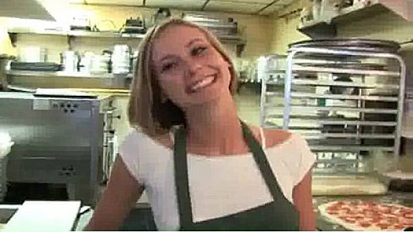 Hot blonde seduced in restaurant