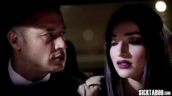 Sexy teen in hot lingerie and heels Emily Willis knelt and gave a blowjob before strangers fucked her like a real slut