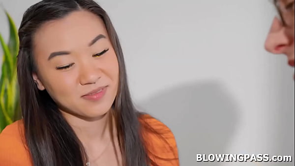 Teen Kimmy Kimm is flirting with her home tutor.The petite asian lets the guy suck her small tits.In return she goes down deepthroating his big cock.  