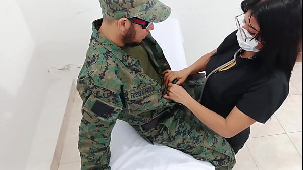 Perverted actions of a Latina doctor in a military hospital! She shamelessly fucks in the middle of a medical appointment. She's a medical whore.