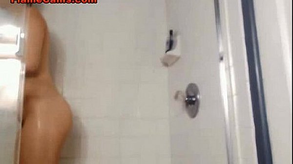 Teen Brunette With A Shower Glove Fetish