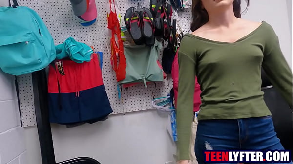 Petite teen has no choice but to fuck security guard 