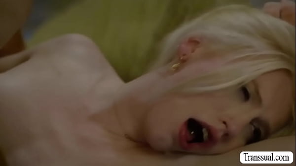 Perv stepbro closes the door of his shemale stepsister and lets her throat his dick.After that,he bareback fucks her wet ass so hard.  