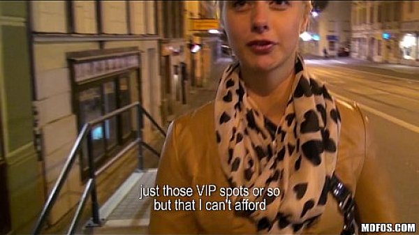 Cute blonde Czech student is paid for sex in public