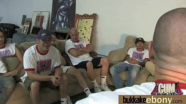 Ebony gets group cumshots 2