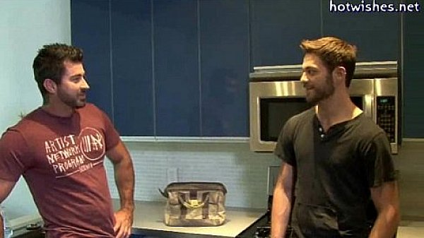 Sexy gay plumber licking a hard cock