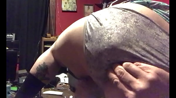 Hot tattoo guy in flower panties loves getting fucked from behind