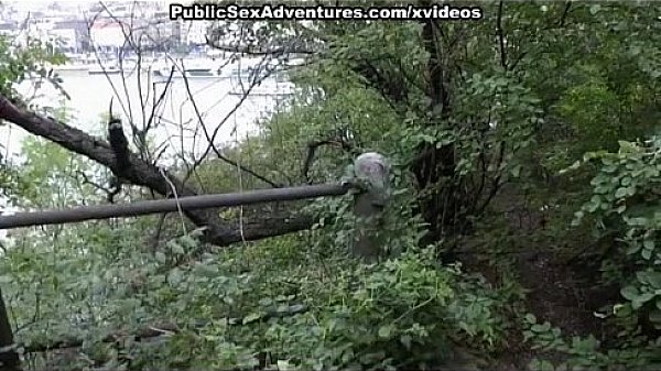 Young babe shows her tits in a public streets