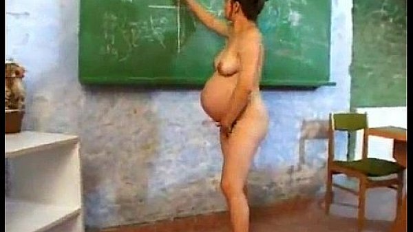 Pregnant teacher touching herself