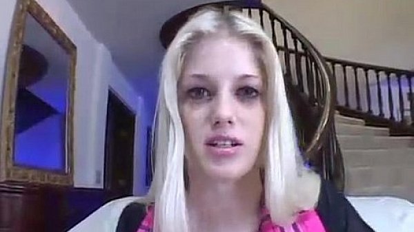 white cutie gagging on a thick cock