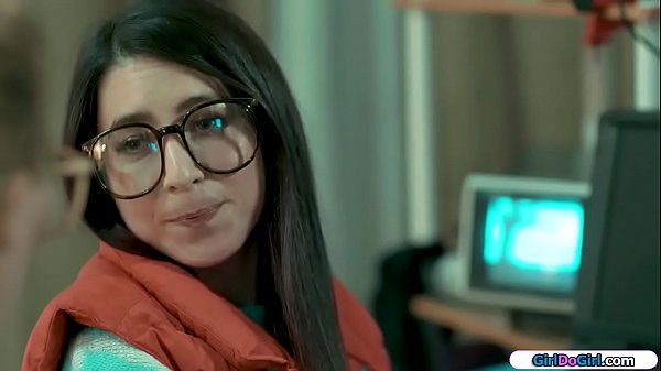 Two horny tech nerds are amazed that they created a blonde big tits sex milf.She is about ot take their virginity and the nerds finally get to lick a pussy.The milf facesits and is double licked