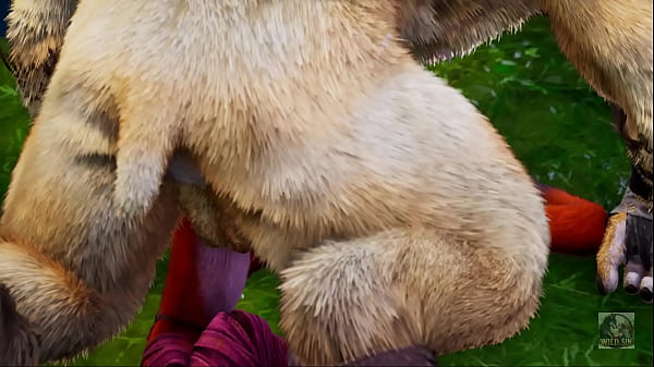 Big Minotaur fuck furry Fox Lady and Tiger Lady in threesome - blowjob, facial and fun