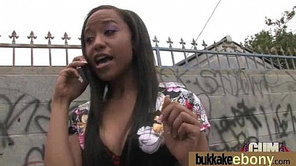 First time ebony with a group of white dicks 20