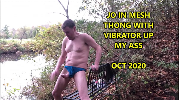 Public Cum Riding A Vibrator On A Metal Chair Wearing A Mesh Thong 