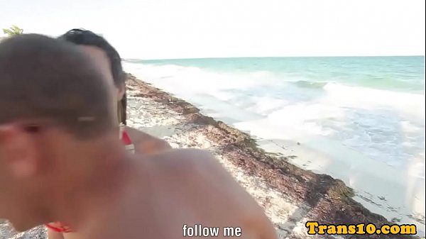 Gorgeous tranny in bikini riding hard dick