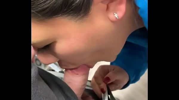 Wife giving head in store