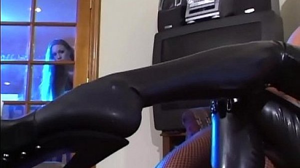 Bisexual babes in latex gloves and fishnet lingerie