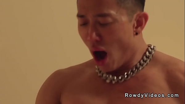 Muscle Asian gay action star Jkab Ethan Dale seduces guy from set Jay Tee and fucks him in deep throat in bed then anal fucks in doggy style position