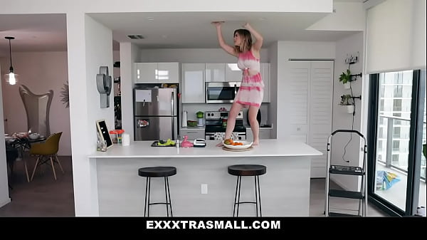 Petite teen Kara Lee is hiding at the top of the kitchen. Suddenly, her guy arrives and found her. He brings her into the couch and lets her throat his big cock passionately. In return, the guy fucks her tight pussy until he cums on her face.  