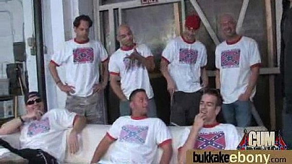 Hot ebony chick in interracial gangbang 29