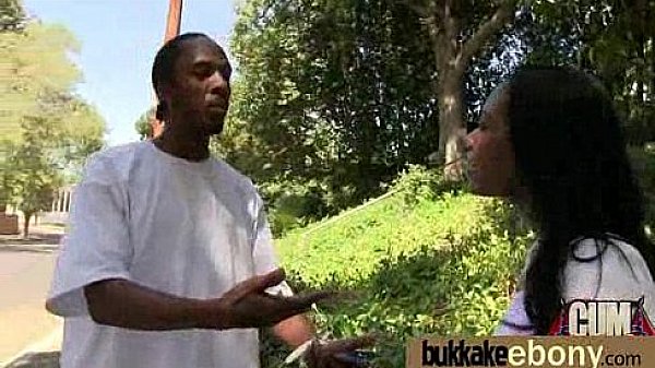 Huge cocks cover their black face in cum 7