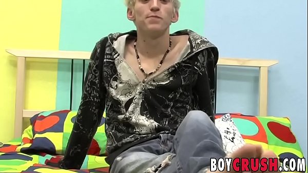 Interviewed twink strokes his big cock