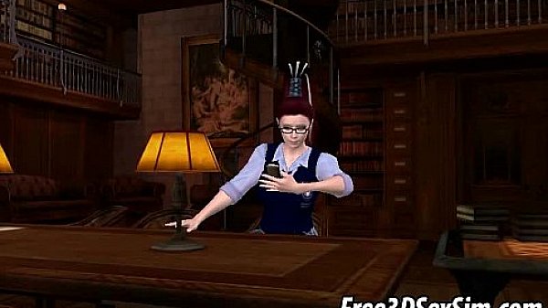 Hot 3D redhead babe fucking a jock with a strap on  