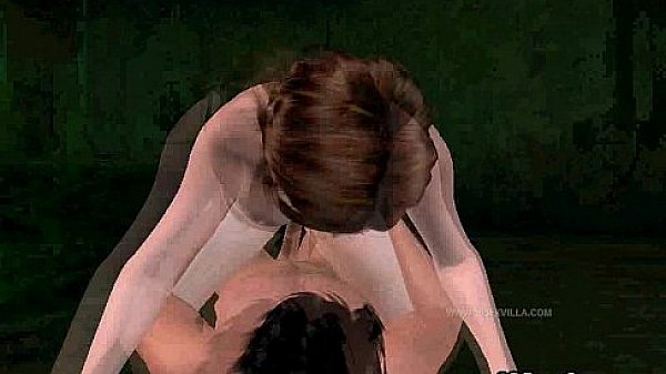 Cumshot in 3D brunette babes face after fucking