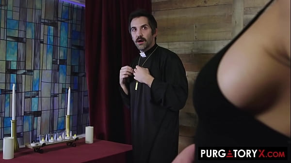 Gorgeous brunette gets one last lesson from her priest