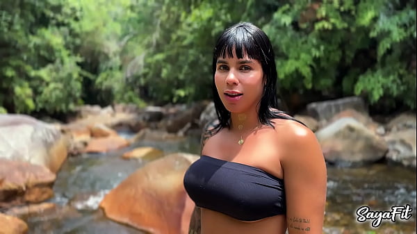 My stepbrother takes me to the river and I fuck him in public with my big ass - Sayafit