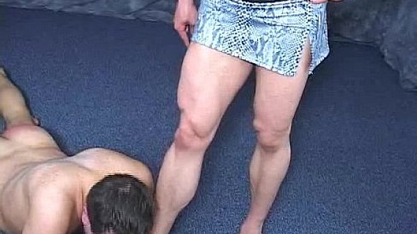 Worshipping and licking mistress' feet for punishment