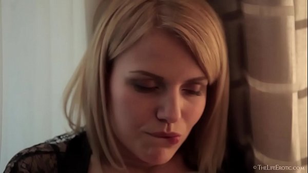 Small titted blonde Raena toying her pussy