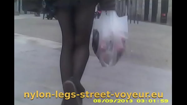 black nylon pantyhoses walking in Spain