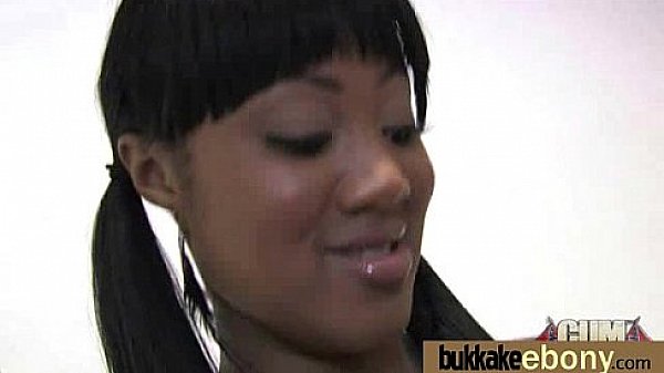 Ebony babe sucks too many white cocks 5