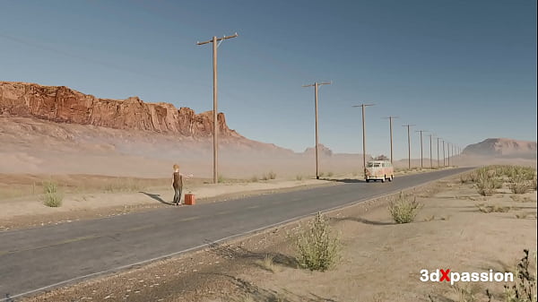 Psychedelic Roadside Sex Vibes in a Painted Van - Sloppy blowjob, reverse cowgirl, missipnary & cumshot