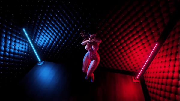 Buxom randy Eve in skinsuit shows special skills in back room of strip bar 