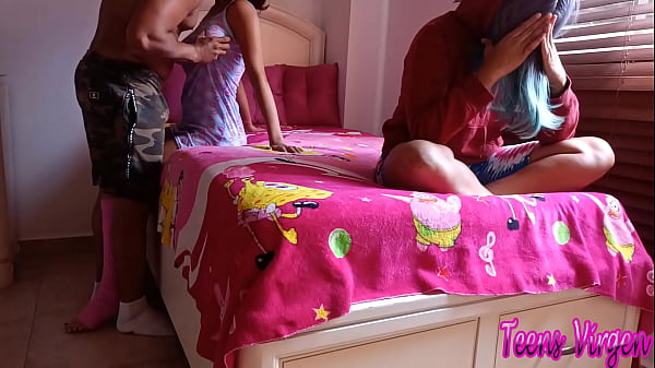 Lucky guy fucks his stepsister in front of her friend  