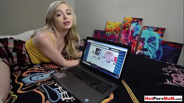 Blonde stepsister banged by big cocked stepbro in doggystyle  