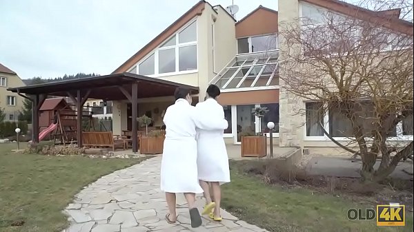 OLD4K. Sensual old and young action by cutie and caring senior  