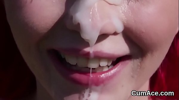 Intriguing girl loves a throat sucking and ton of cream on her face 